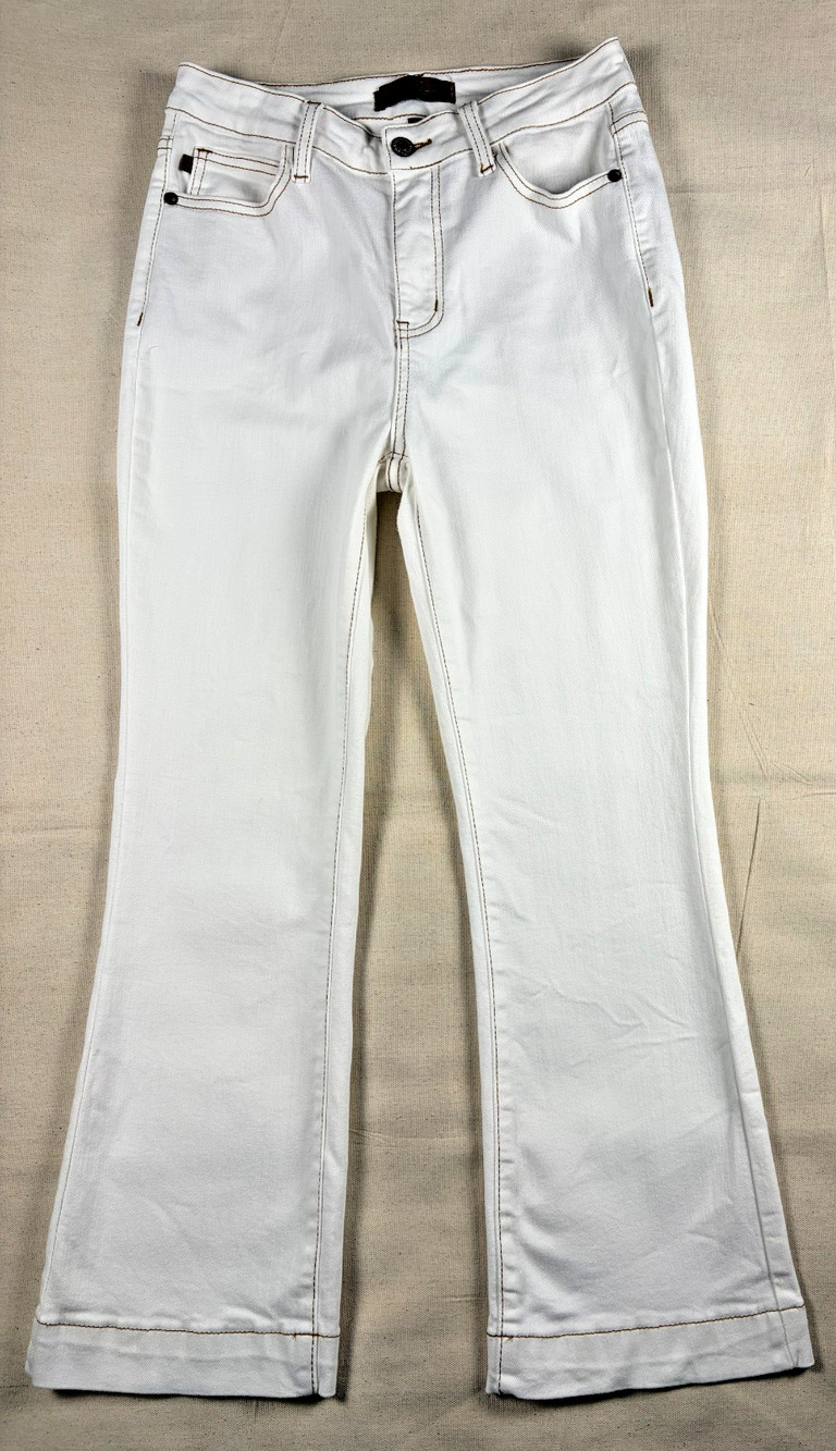 Judy Blue Womens Jeans 5/27 White Cropped Bootcut Stretch Denim JB88657